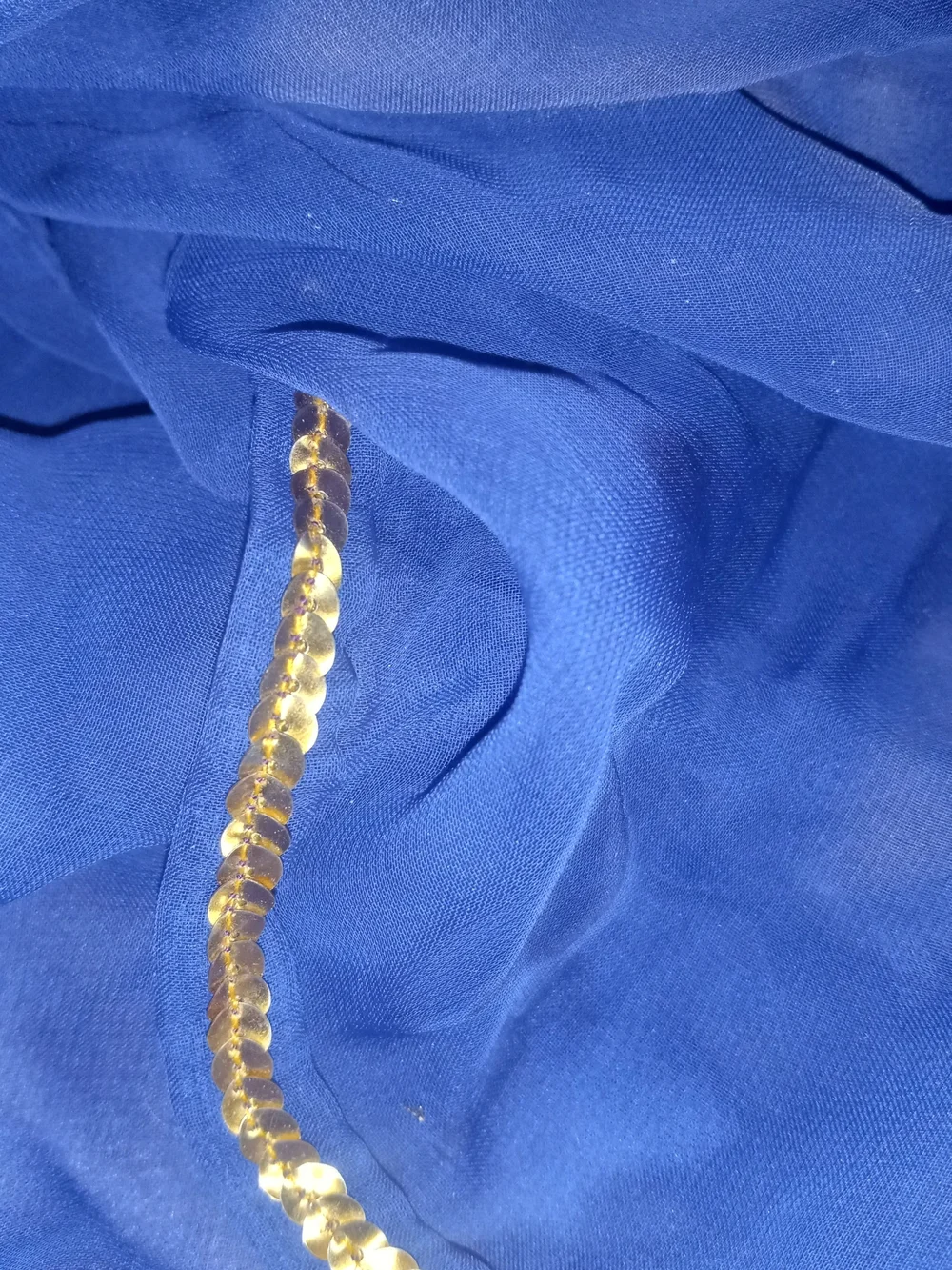 INDIA Gold,Royal Blue Sequin-Trim Chiffon Wrap 42
